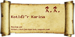 Kotlár Karina névjegykártya